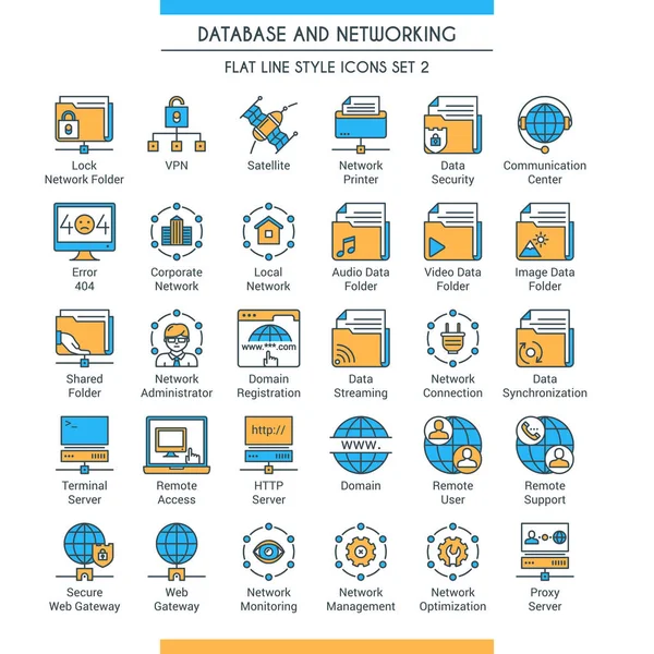 Bases de datos e iconos de redes 2 — Vector de stock