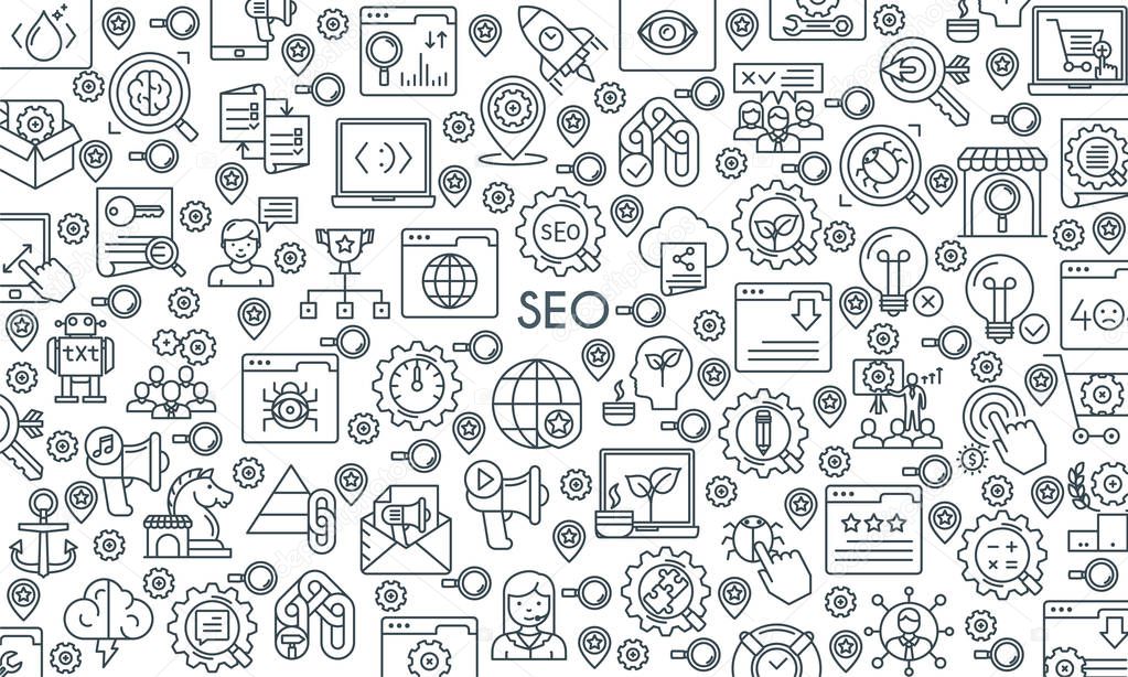 seo icons line banner