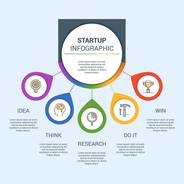 Infografías Startups Empresariales Concepto Diseño Moderno Con Opciones Plantilla Negocio — Vector de stock