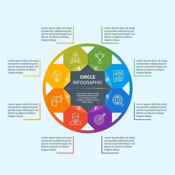 Infografica Circolare Concetto Design Moderno Con Opzioni Modello Business Visualizzazione — Vettoriale Stock