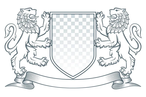 Escudo de armas león — Vector de stock