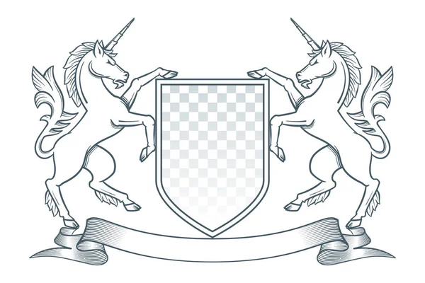 Escudo de armas unicornio — Vector de stock