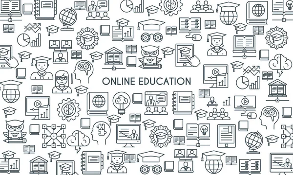 Online education line banner — Stock Vector
