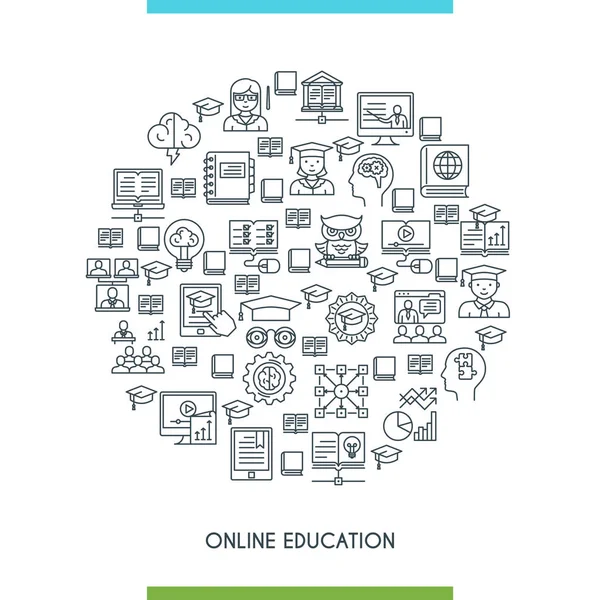 온라인 교육 선 개념 — 스톡 벡터