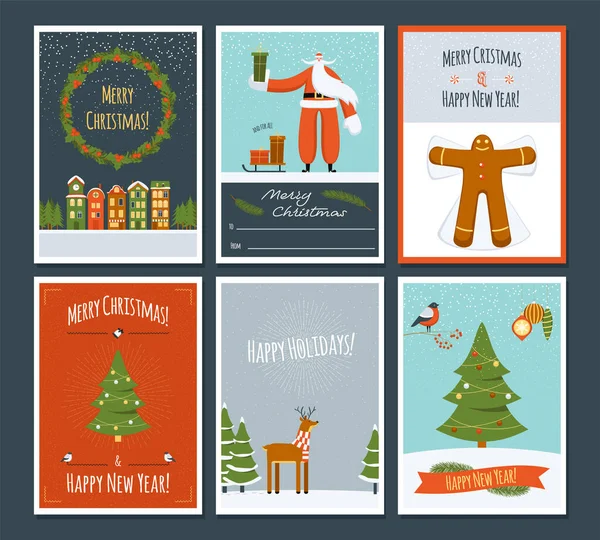 Conjunto de cartões de felicitações de Natal — Vetor de Stock
