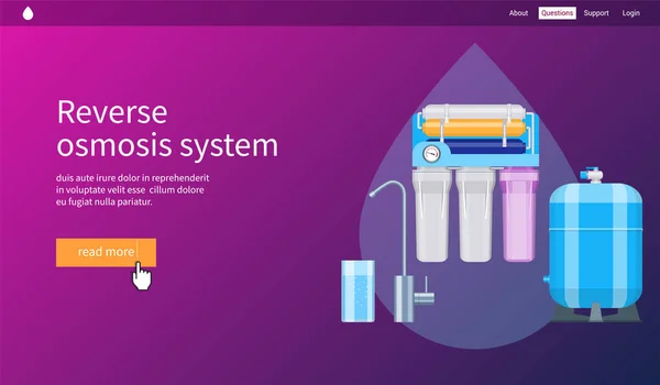 Концепция Фильтрации Воды Обратный Осмос Системы Реалистичная Векторная Иллюстрация — стоковый вектор