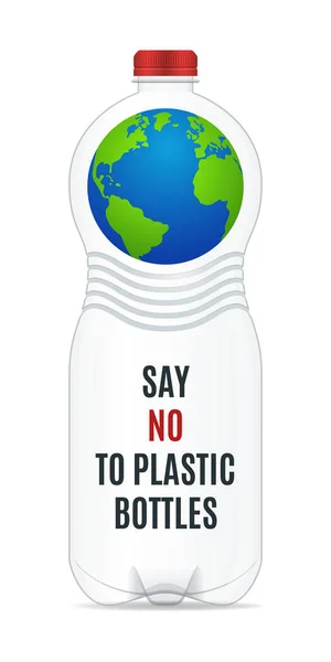 Bild Einer Plastikflasche Mit Erde Auf Weißem Hintergrund Realistische Vektorillustration — Stockvektor