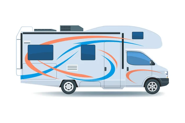 Camper Recreatievoertuig Camperwagen Platte Vectorillustratie — Stockvector