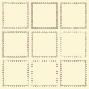 Dokuz vintage kare kare kümesi.