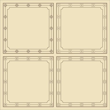 Dört vintage kare kare kümesi. 