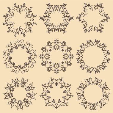 Mandala çerçeve kümesi. Dekoratif yuvarlak süsler.