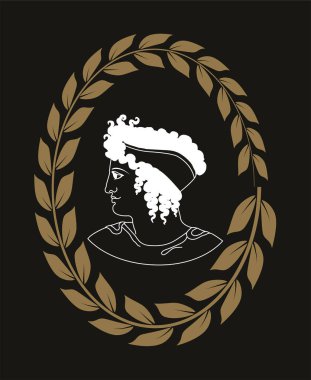 Antik Yunan kadınları, negatif başkanı ile dekoratif logo el çekilmiş. 