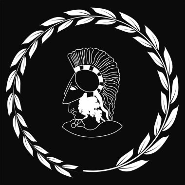 Antik Yunan savaşçı, negatif başkanı ile dekoratif logo el çekilmiş.