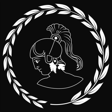 Antik Yunan savaşçı, negatif başkanı ile dekoratif logo el çekilmiş.