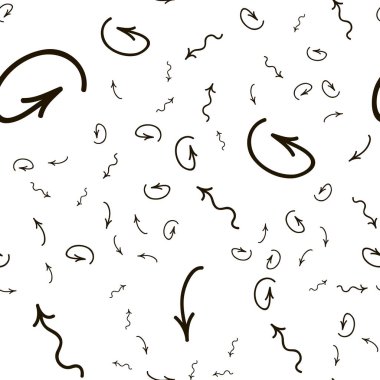 Farklı el yazısı oklar üzerinden sorunsuz süsleme. Vektör Hüseyin