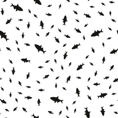 Farklı boyutlarda bir chaot içinde yüzen balık seamless modeli