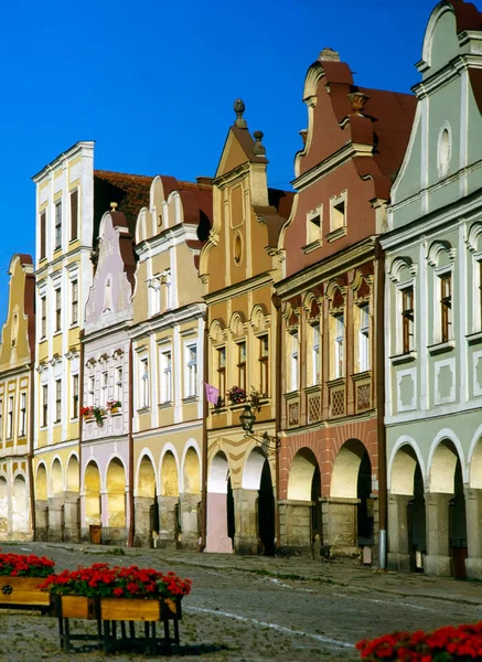 Κεντρική Πλατεία Στο Telc Τσεχία — Φωτογραφία Αρχείου