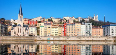 lyon şehrinde saone Nehri'nin ünlü görünümü