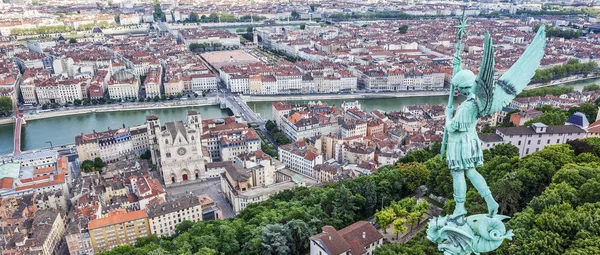 Lyon from the top of Notre Dame de Fourviere — Stock Photo, Image