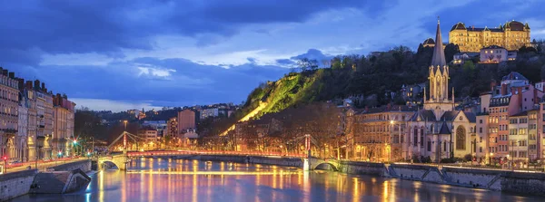 Famous view of Lyon with Saone river — Stock Photo, Image