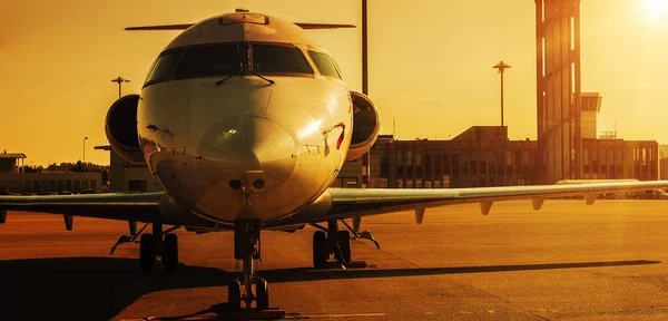 Sunset plane view — Stock Photo, Image