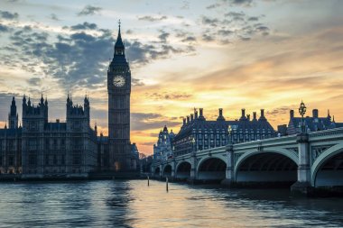 Westminster Köprüsü'nde günbatımı, Londra, İngiltere