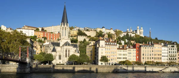 Vista Antigo Lyon Com Rio Saone França — Fotografia de Stock