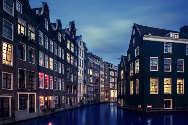 Amsterdam, Hollanda 'nın ünlü manzarası
