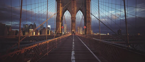 Brooklyn Bron Panoramautsikt New York Usa — Stockfoto