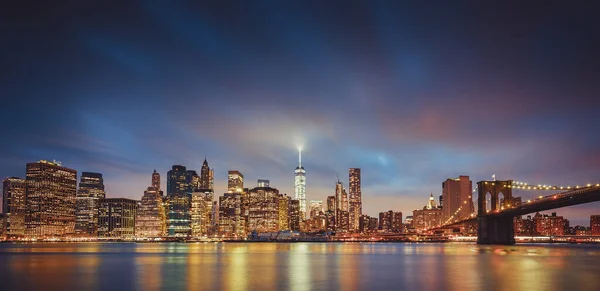 夜のニューヨークのパノラマビュー アメリカ — ストック写真