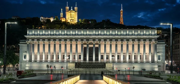 Pasarela Por Noche Lyon Francia — Foto de Stock