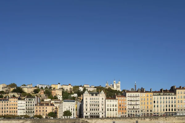 Vista Lyon Cidade Com Céu Azul Grande França Europa — Fotografia de Stock