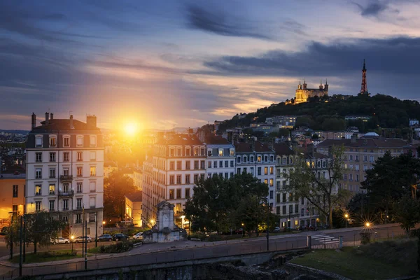 Vista Lyon Pôr Sol França Europa — Fotografia de Stock