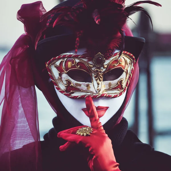 Panoramic View Women Wearing Mask Venice Italy — Stock Photo, Image