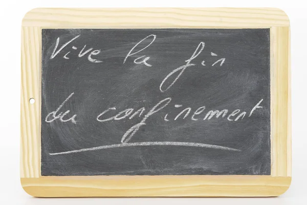 Koniec Zapisu Języku Francuskim Łupkowym Białym Placu — Zdjęcie stockowe