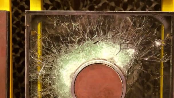 The Damage From the Shot Glass Armored Glass Stopped the Bullet — Stock Video