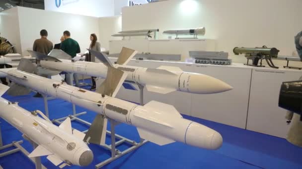 Demonstration Ballistic Cruise Missiles at an Exhibition in 2016 — Stock video