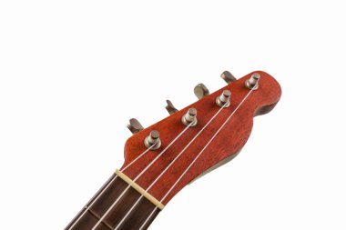 Beyaz arka plan üzerinde izole kahverengi ukulele, Hawai gitar,.