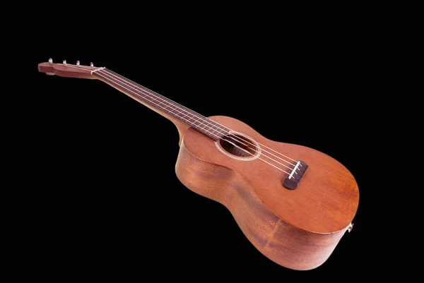 Beyaz arka plan üzerinde izole kahverengi ukulele, Hawai gitar,. — Stok fotoğraf