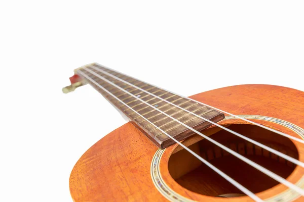 茶色のウクレレ、ハワイアン ギター、黒い背景に分離. — ストック写真