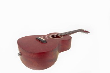 Beyaz arka plan üzerinde izole kahverengi ukulele, Hawai gitar,.