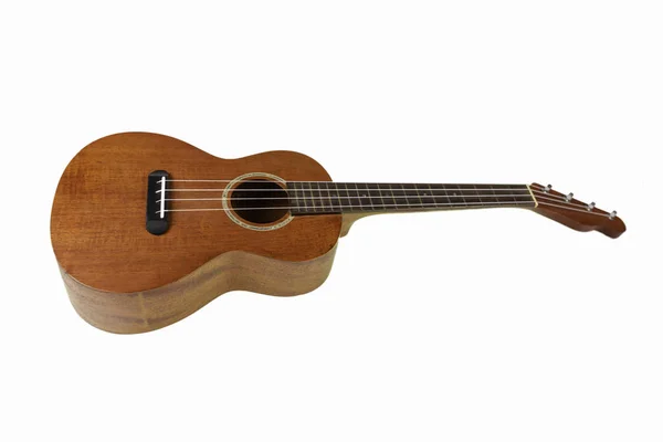 Beyaz arka plan üzerinde izole kahverengi ukulele, Hawai gitar,. — Stok fotoğraf