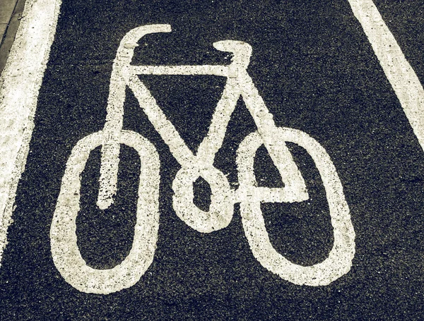 Vintage looking Bike lane sign — Stock Photo, Image