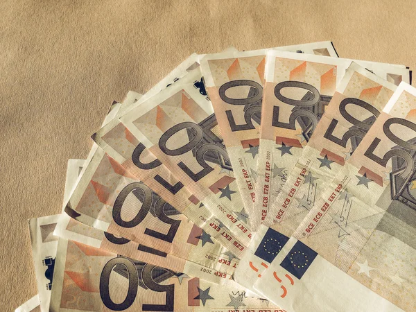 Vintage Pięćdziesiąt banknotów euro — Zdjęcie stockowe
