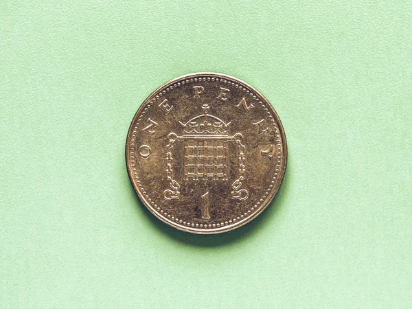 Vintage GBP Pound coin - 1 Penny — Stock Photo, Image