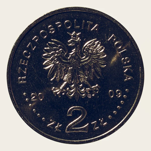 Vintage Polish 2 zloti coin — Stock Photo, Image