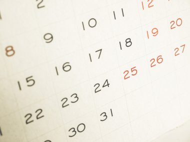 Vintage görünümlü takvim sayfası