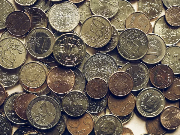 Fundo de moedas de euro vintage — Fotografia de Stock