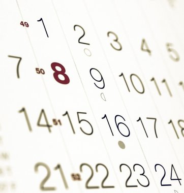 Vintage görünümlü takvim sayfa seçici odak ile