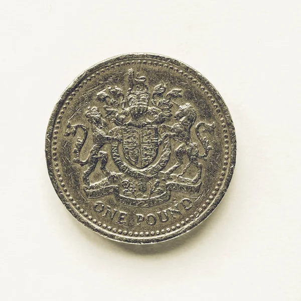Vintage İngiltere'de 1 Pound para — Stok fotoğraf